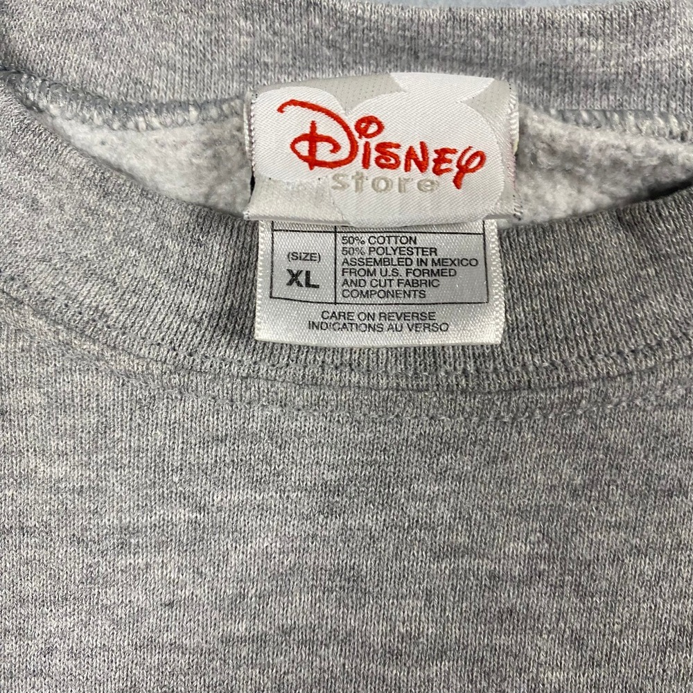 Vintage Disney Store Dopey Snow White Sweatshirt Gray Puffy Print XL 90s - Picture 4 of 7